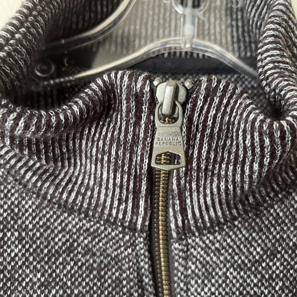 Banana Republic Sz L Knit Full Zip Jacket Sweater Gray Mock Neck Pockets - Picture 5 of 8